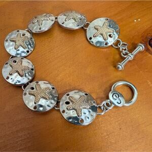 Periwinkle by Barlow Sand Dollar & Starfish Bracelet | Silver & Gold Tone